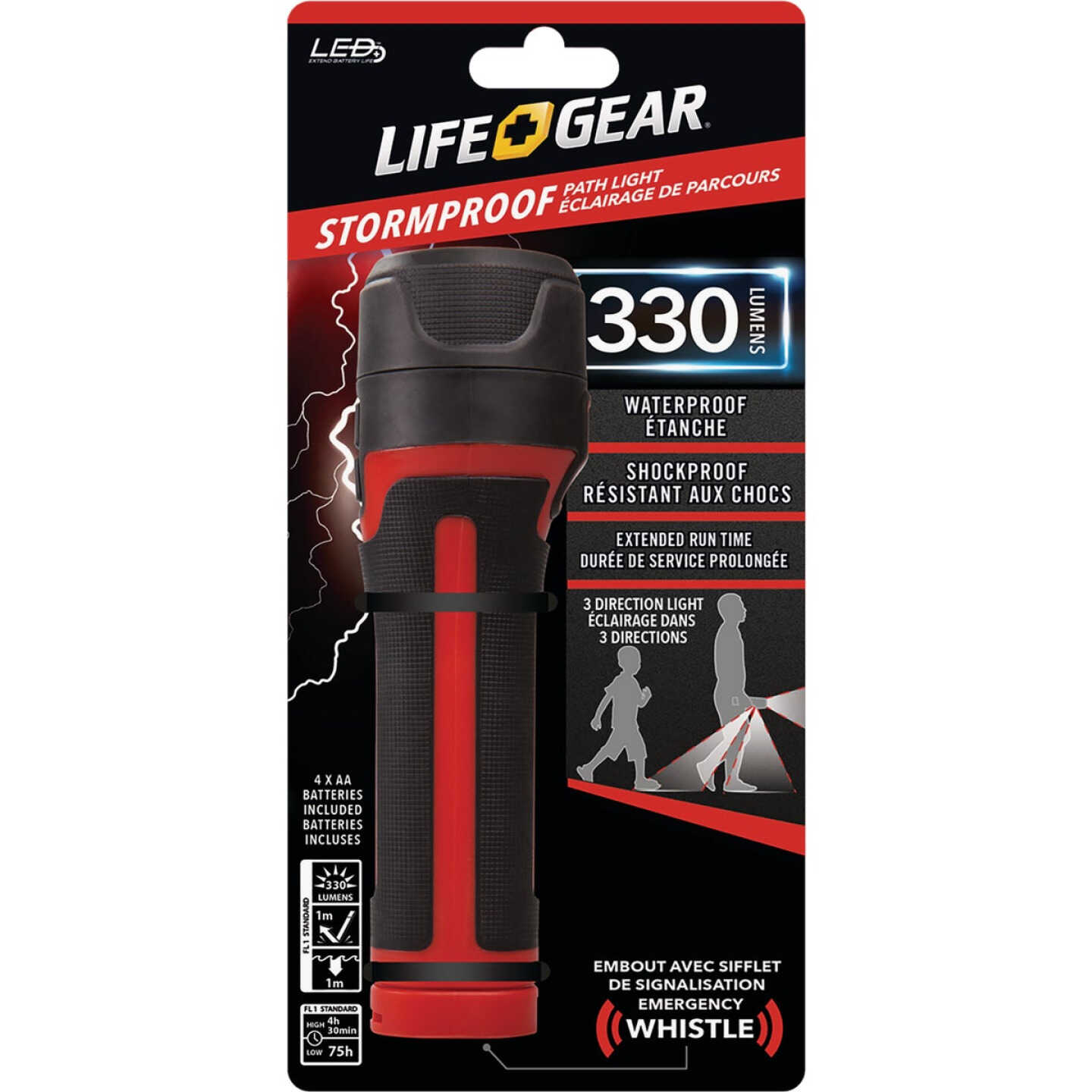 Life Gear Storm Proof 4AA 330 Lm. LED Flashlight & Path Light Image 1