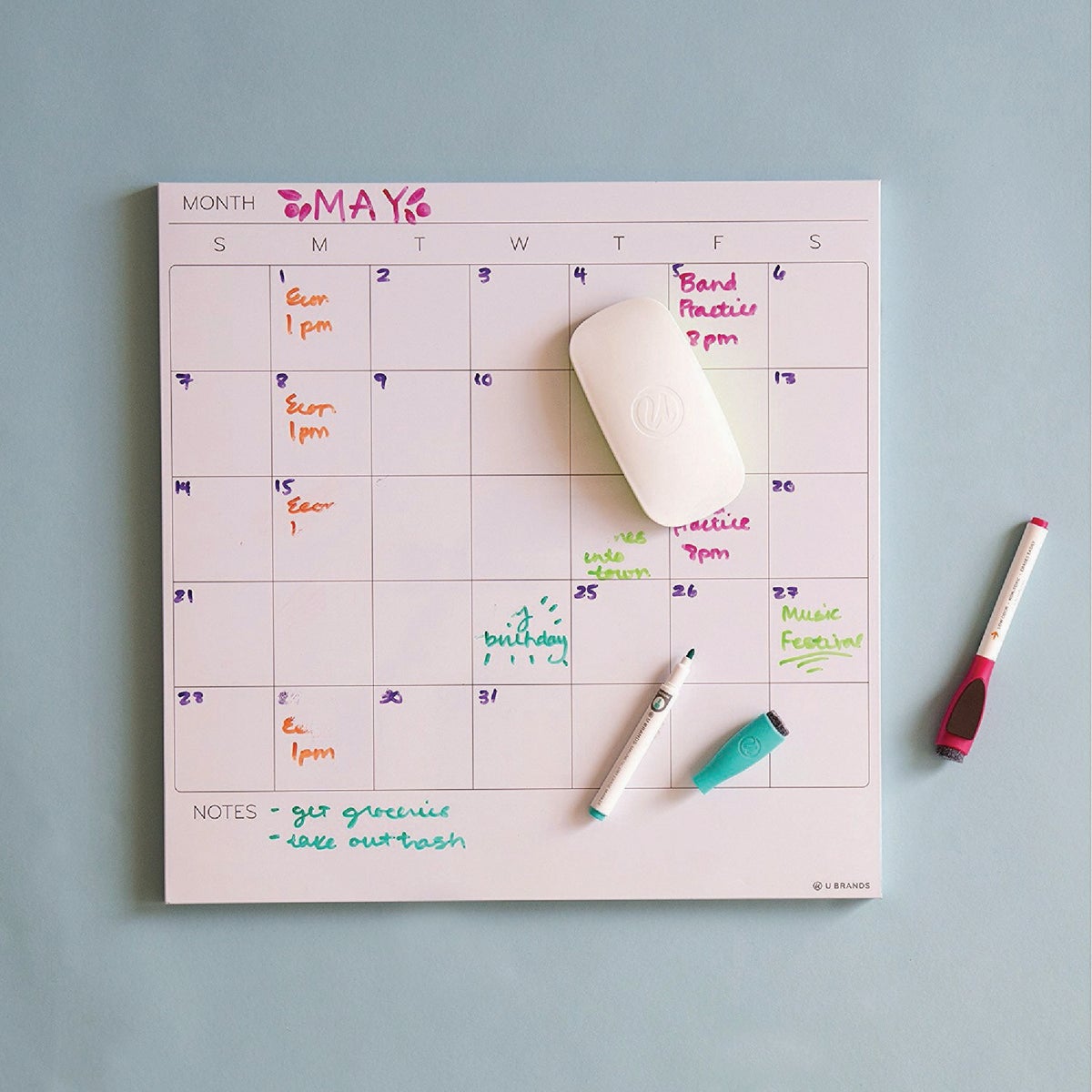 U Brands Felt Bottom 3.75 In. x 1 In. x 7 In. Magnetic Dry Erase Board Eraser Image 2