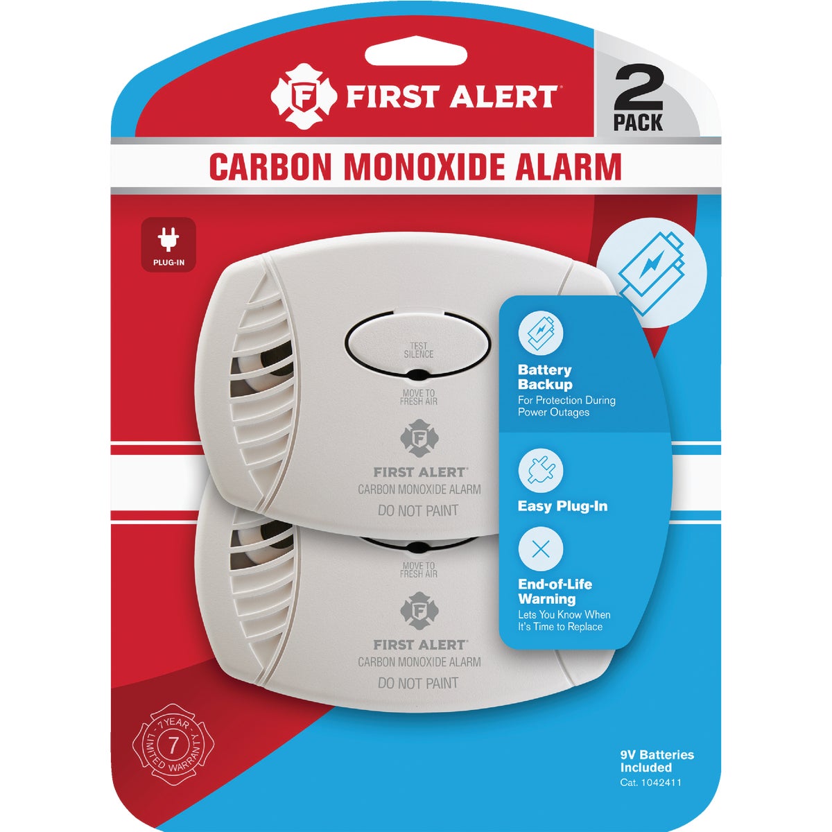 First Alert CO606 Plug-In 120V Electrochemical Carbon Monoxide Alarm with Battery Backup (2-Pack)