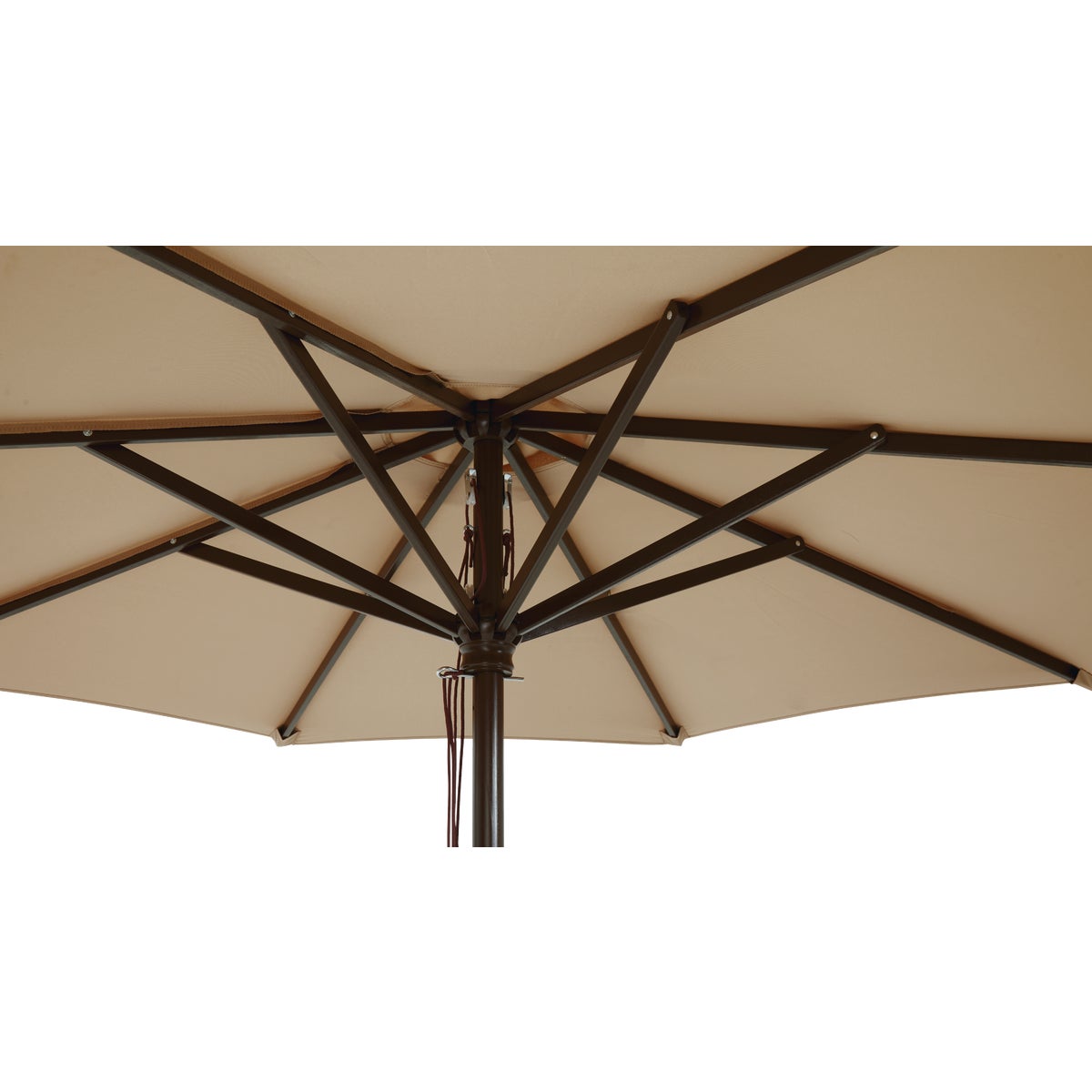 Outdoor Expressions 9 Ft. Pulley Tan Market Patio Umbrella with Chrome Plated Hardware Image 6