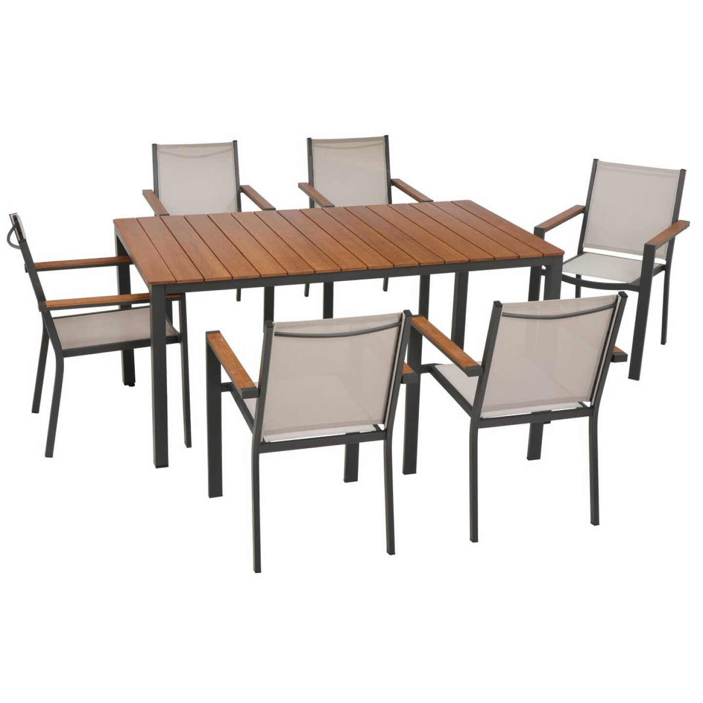 Outdoor Expressions Beige Grove 7-Piece Bamboo Top Patio Dining Set Image 1