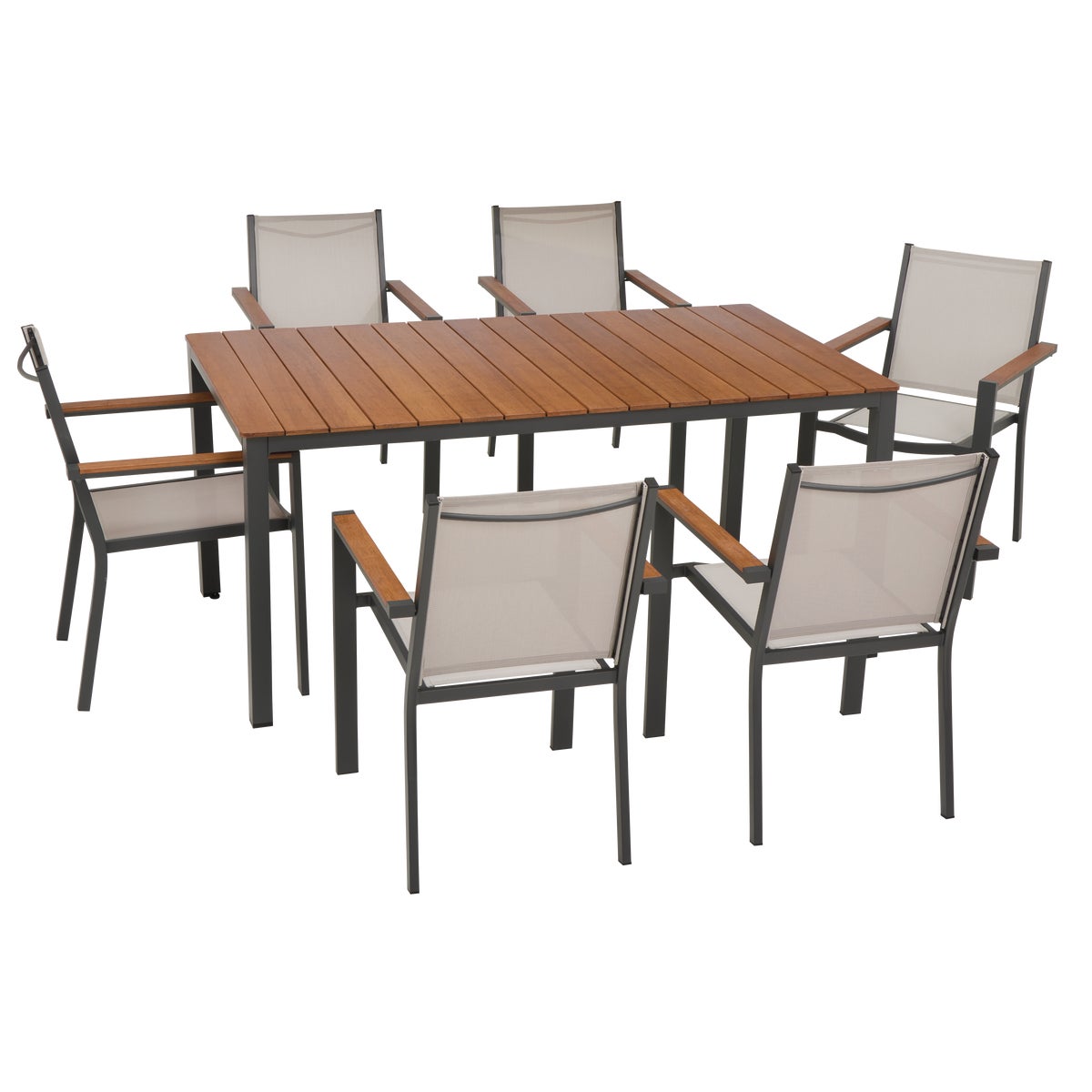 Outdoor Expressions Beige Grove 7-Piece Bamboo Top Patio Dining Set Image 11