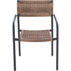 Sunjoy Heavy-Duty Steel Outdoor Brown Wicker Stacking Dining Chair With Black Frame Image 2