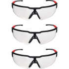 Milwaukee Red & Black Frame Safety Glasses with Clear Anti-Scratch Lenses (3-Pack) Image 1