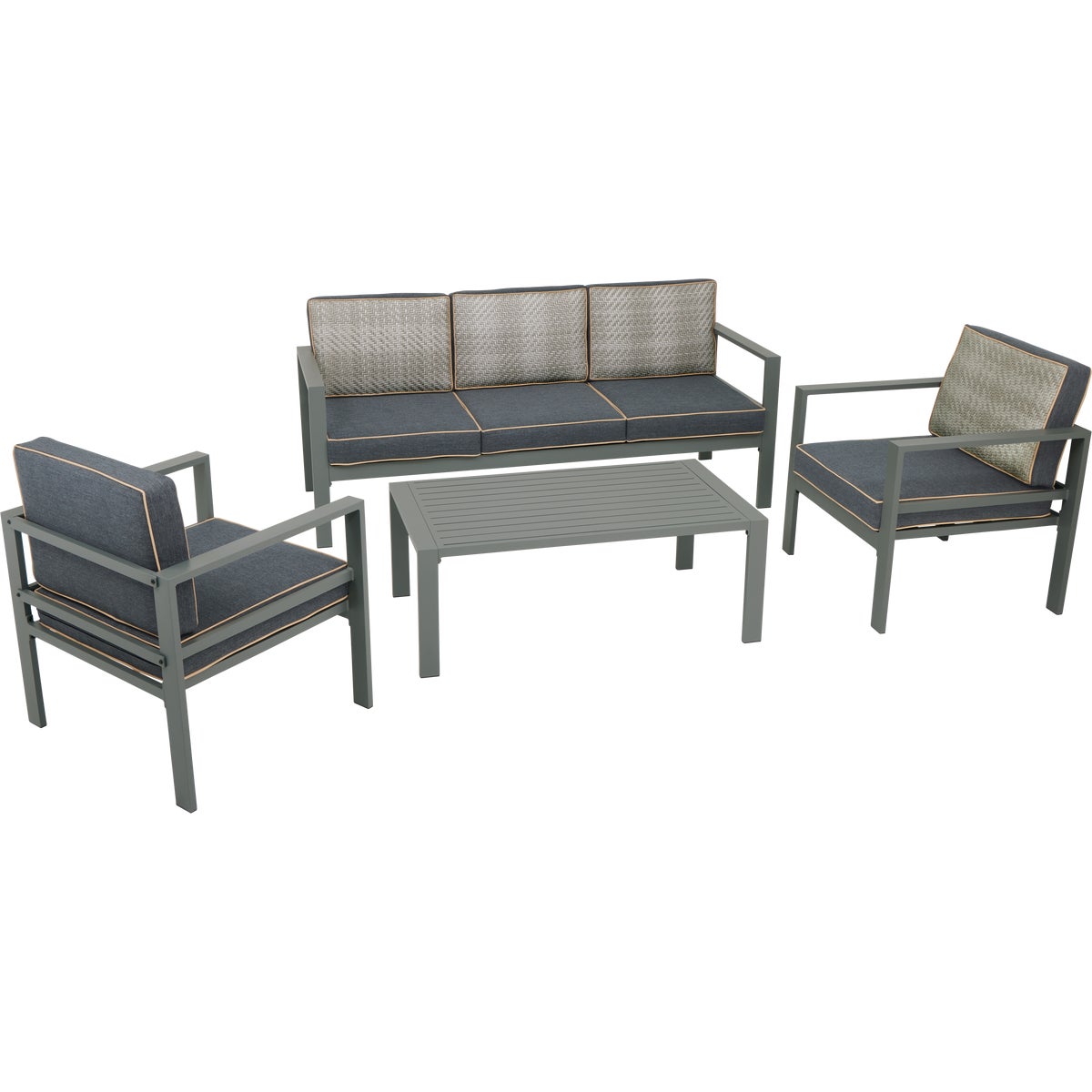 Outdoor Expressions 4-Piece Aluminum Sofa Patio Chat Set with PFAS-Free Fabric