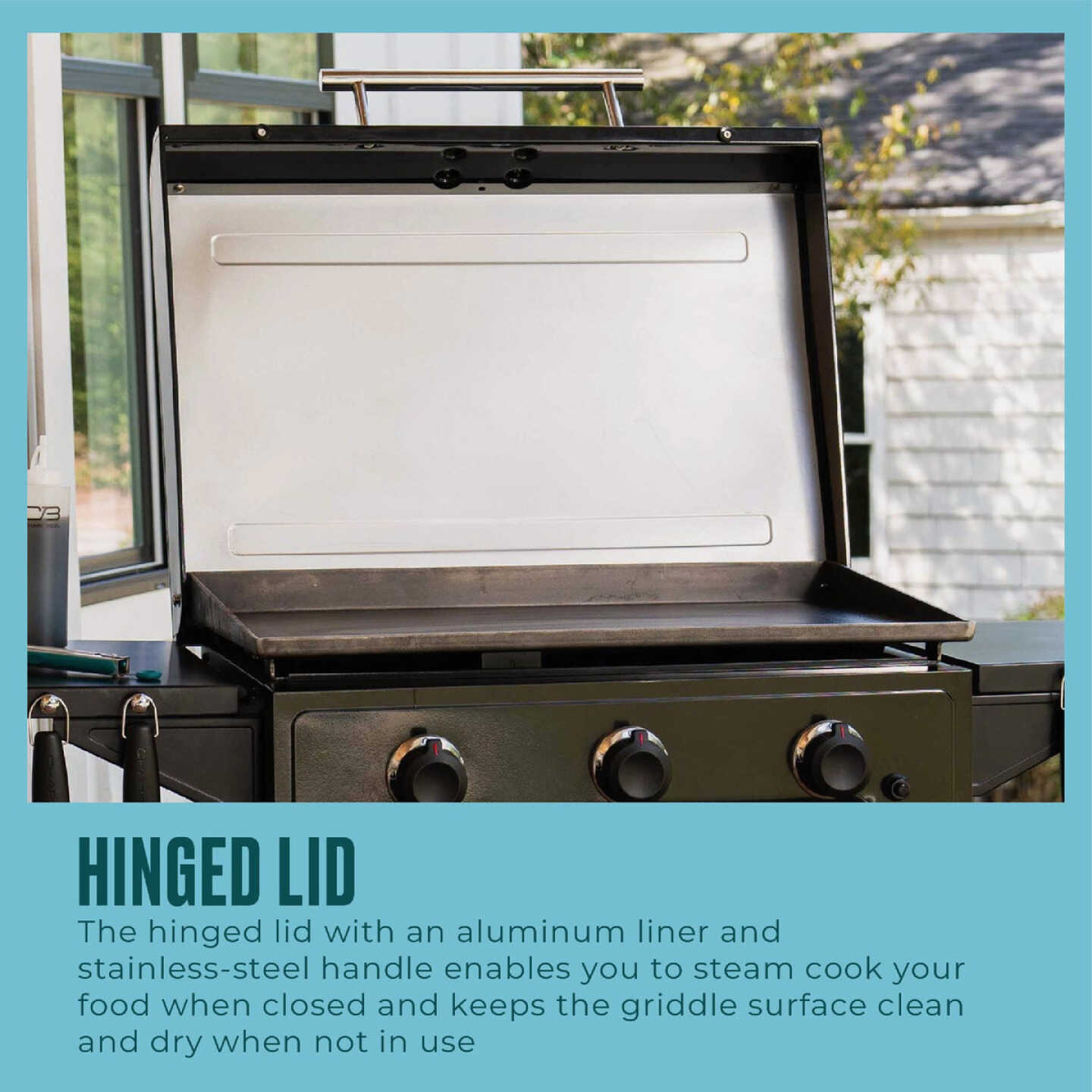 Char-Broil 28 In. XL Performance Series Propane Gas Griddle with Cart 3 Burner Flat Top Grill, Black Image 3