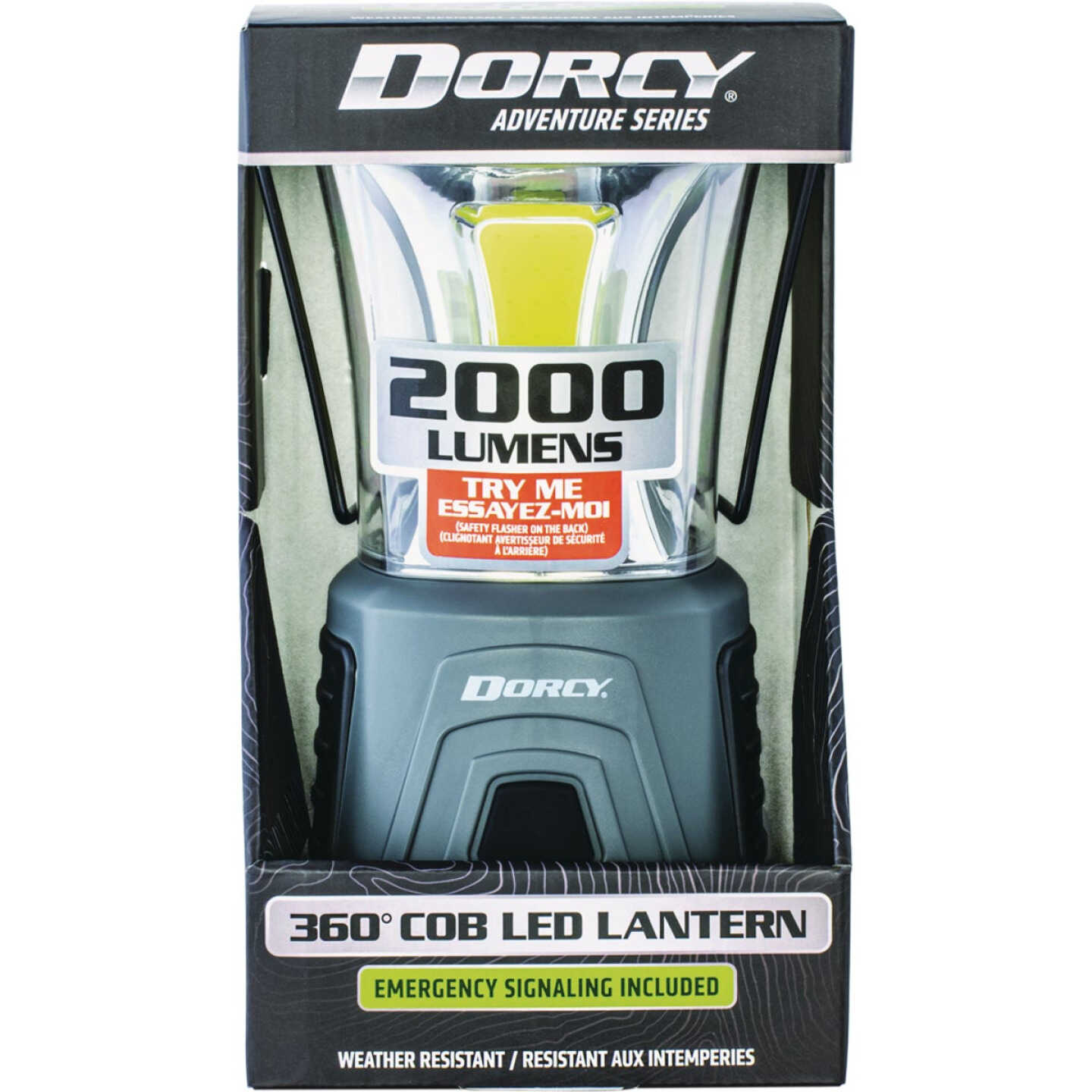 Dorcy Adventure Series Black & Gray Plastic LED Lantern with Red Safety Flasher Image 1