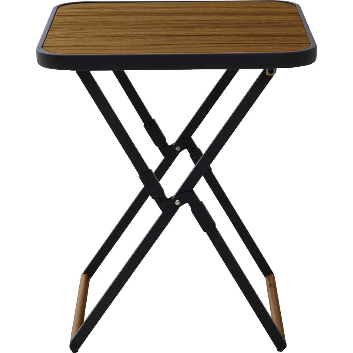 Sunjoy 24 In. Square Heavy-Duty Woodgrain Finish Steel Folding Table Image 1