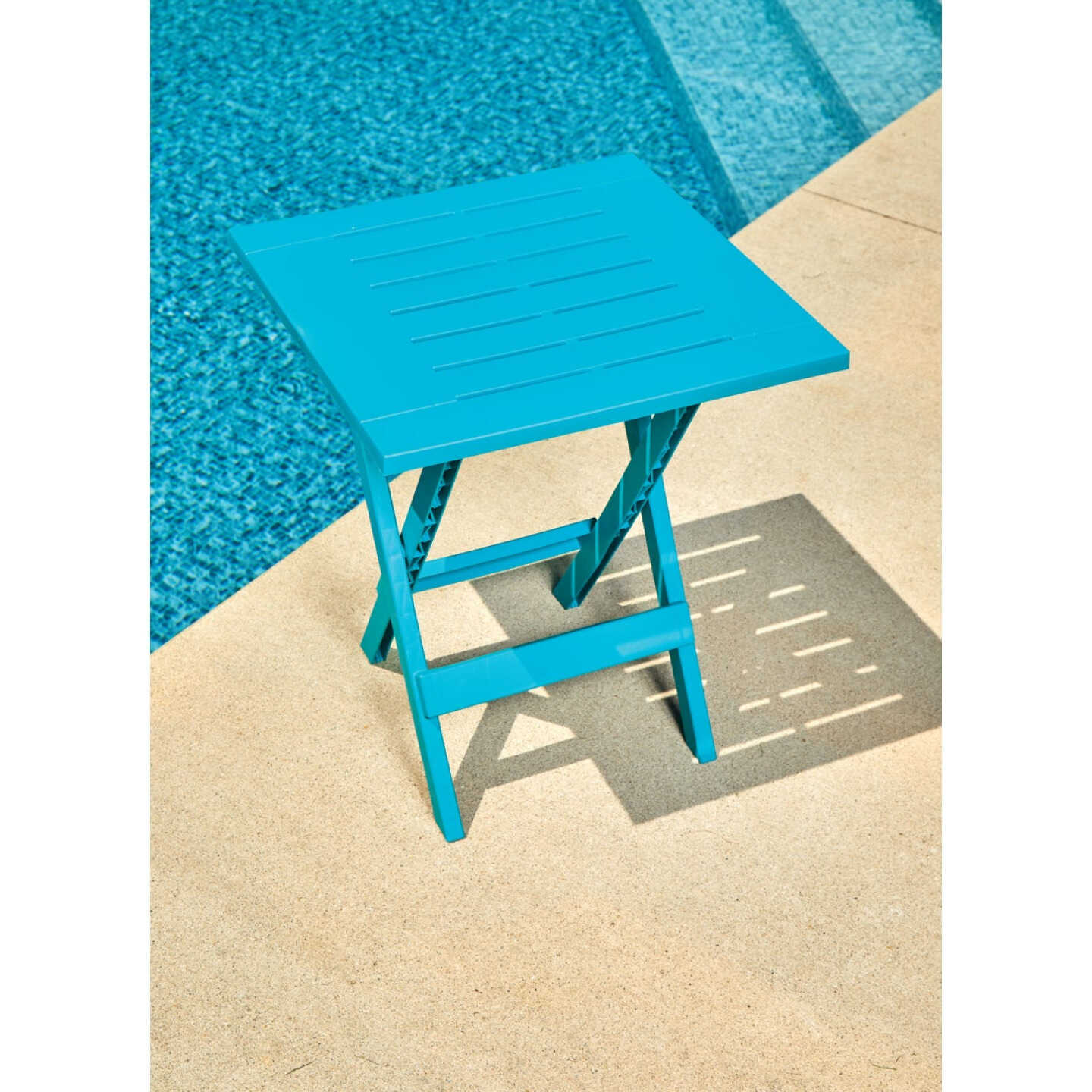 Gracious Living Quick-Fold 17 In. Square Intense Teal Folding Side Table Image 2