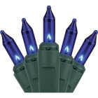 Home Impressions Blue 100-Bulb Mini Incandescent String Light Set with Green Wire Image 1