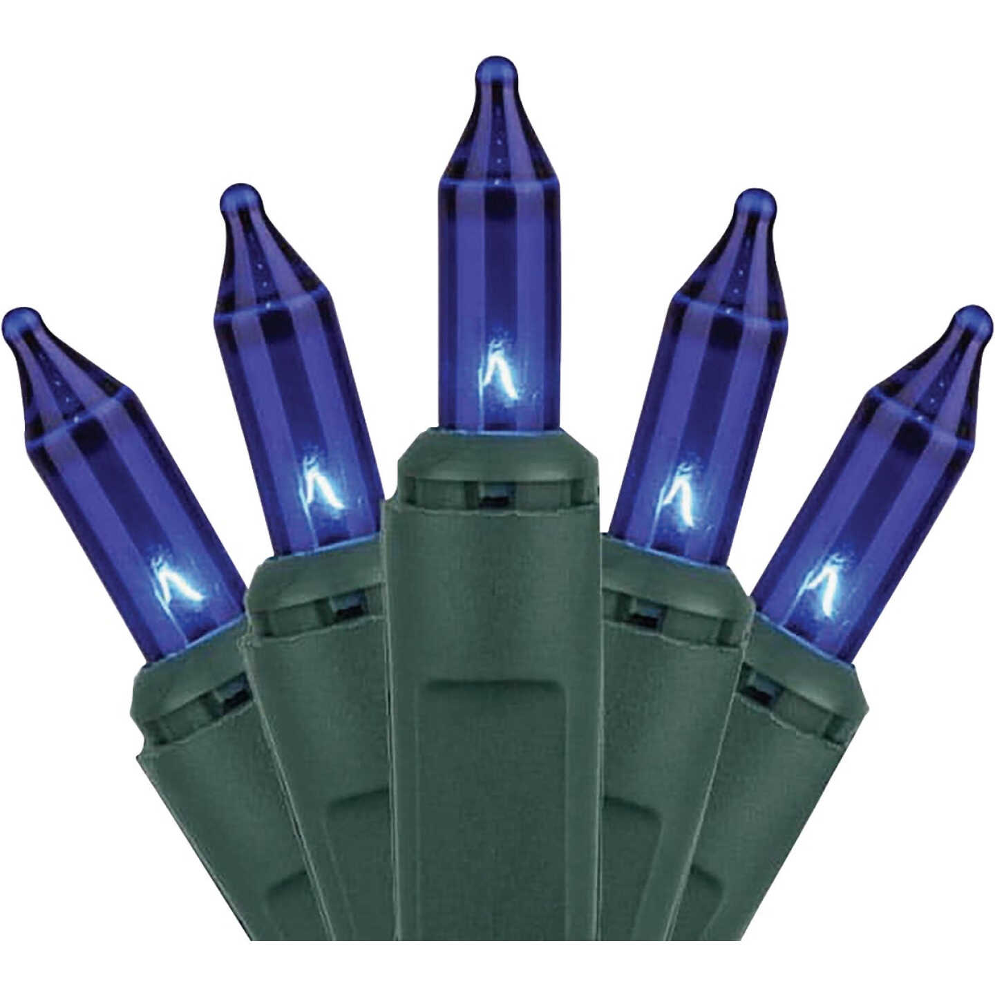Home Impressions Blue 100-Bulb Mini Incandescent String Light Set with Green Wire Image 1