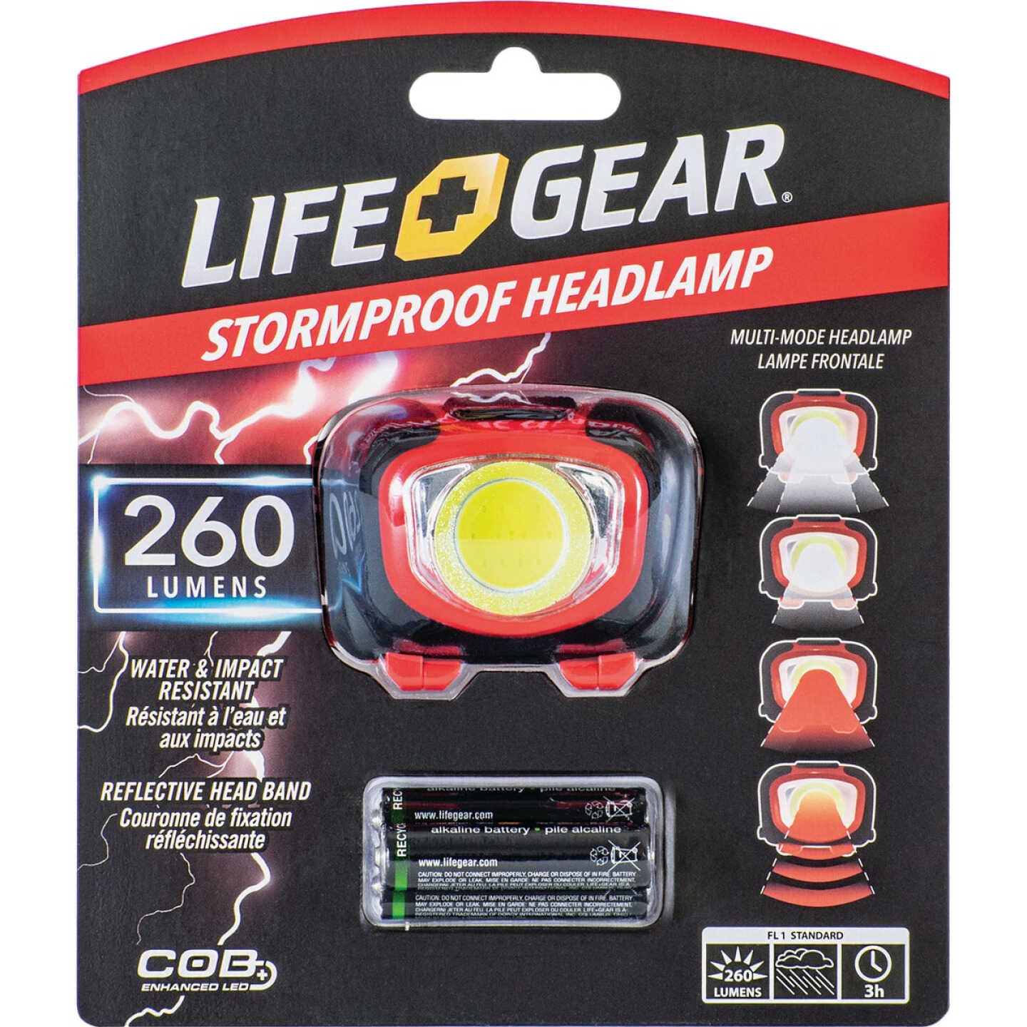 Life Gear Storm Proof 260 Lm. LED 3AAA Headlamp Image 1