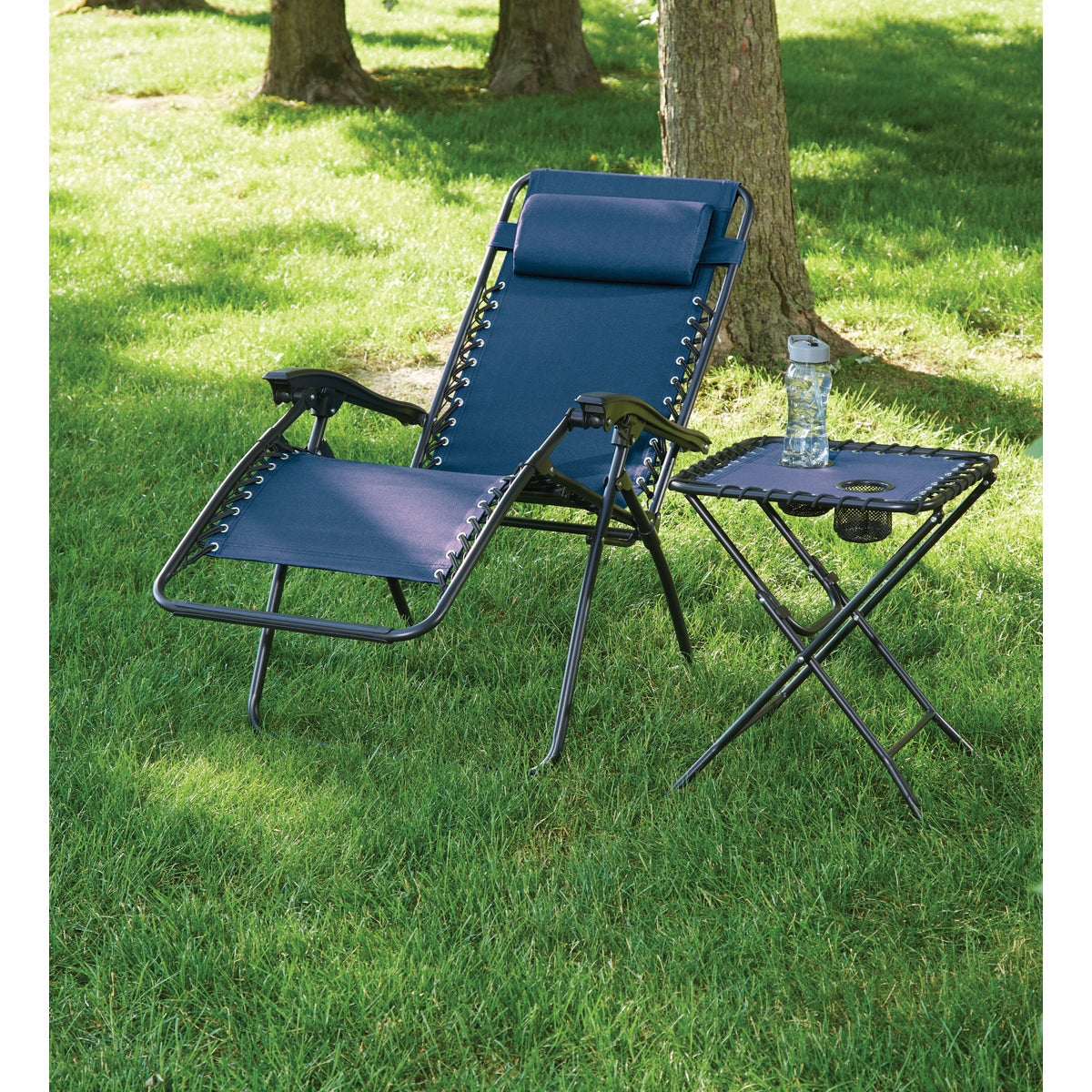 Outdoor Expressions Zero Gravity Relaxer Blue Convertible Lounge Chair Image 3
