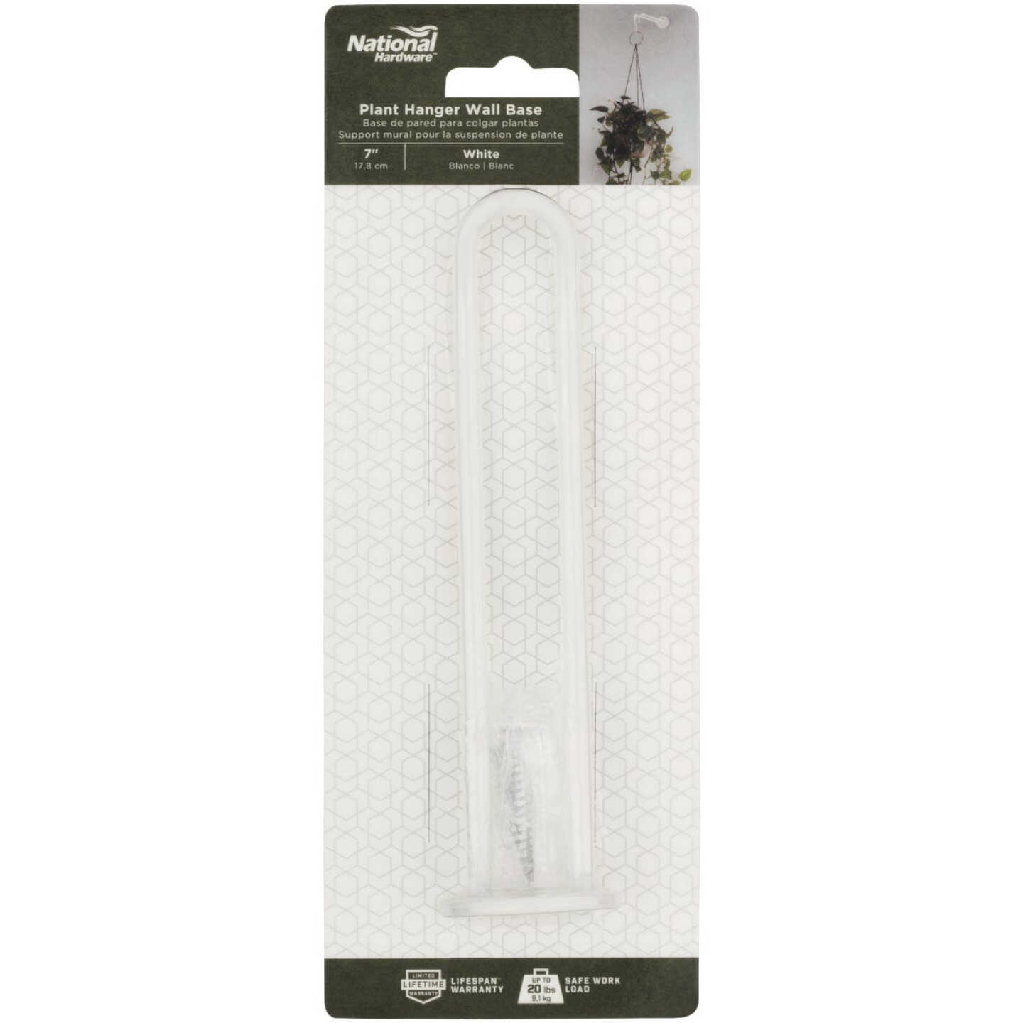 National Hardware 7 In. White Steel Wall Base Plant Hanger Image 3