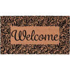 Natco Home 20 In. x 36 In. Coir Outdoor Doormat, Scroll Welcome Border Image 1