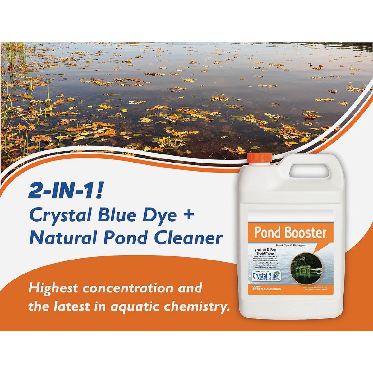 Crystal Blue Pond Booster 1 Gal. Royal Blue Pond Dye & Bacteria Combo Water Treatment Image 2