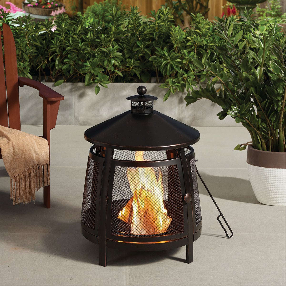 Wood Burning Round Standing 30 In. H. Wood Burning Fire Pit Image 2