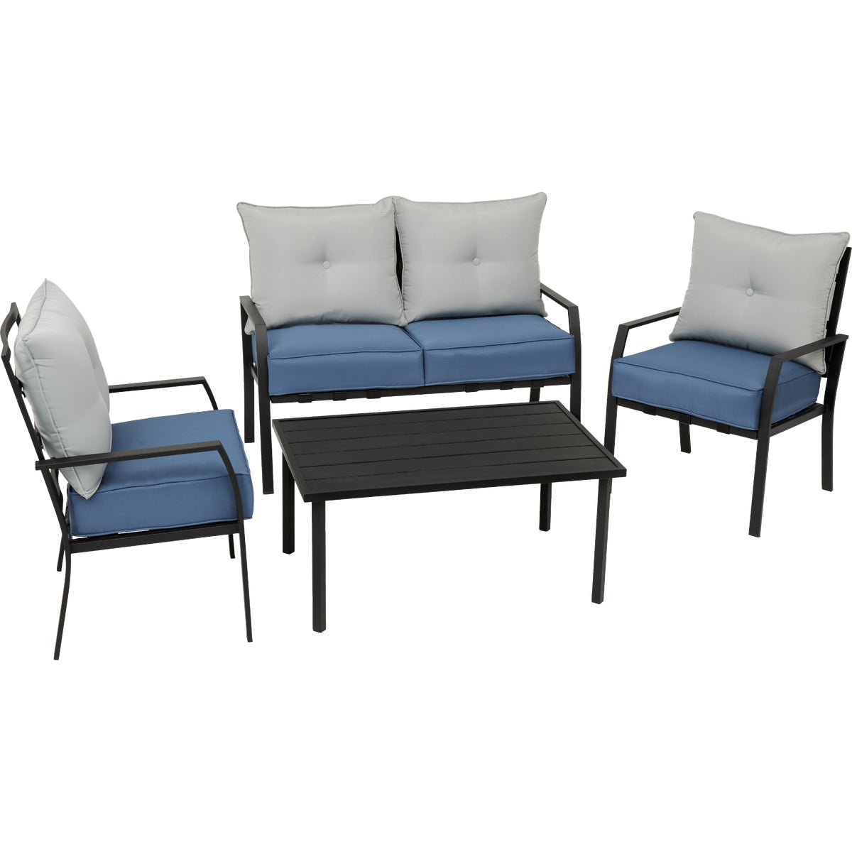 Outdoor Expressions Azure 4-Piece Gray Chat Set with PFAS-Free Fabric