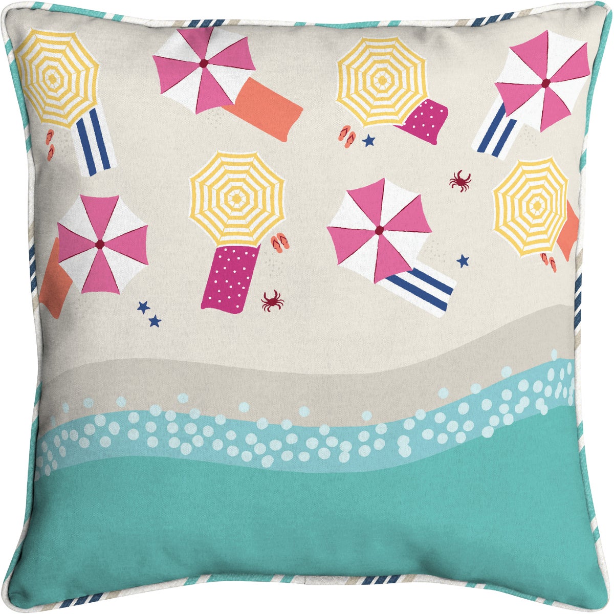 Oceantex 18 In. W. x 5.5 In. H. x 18 In. L. Recycled Polyester Aerial Beach Scene Pillow