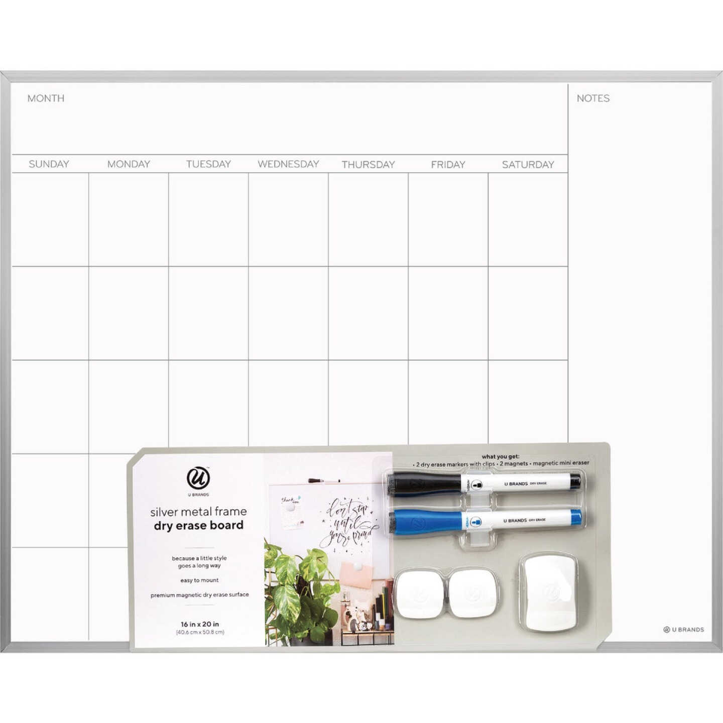 U Brands 16 In. x 20 In. Magnetic Calendar Dry-Erase Board Image 3