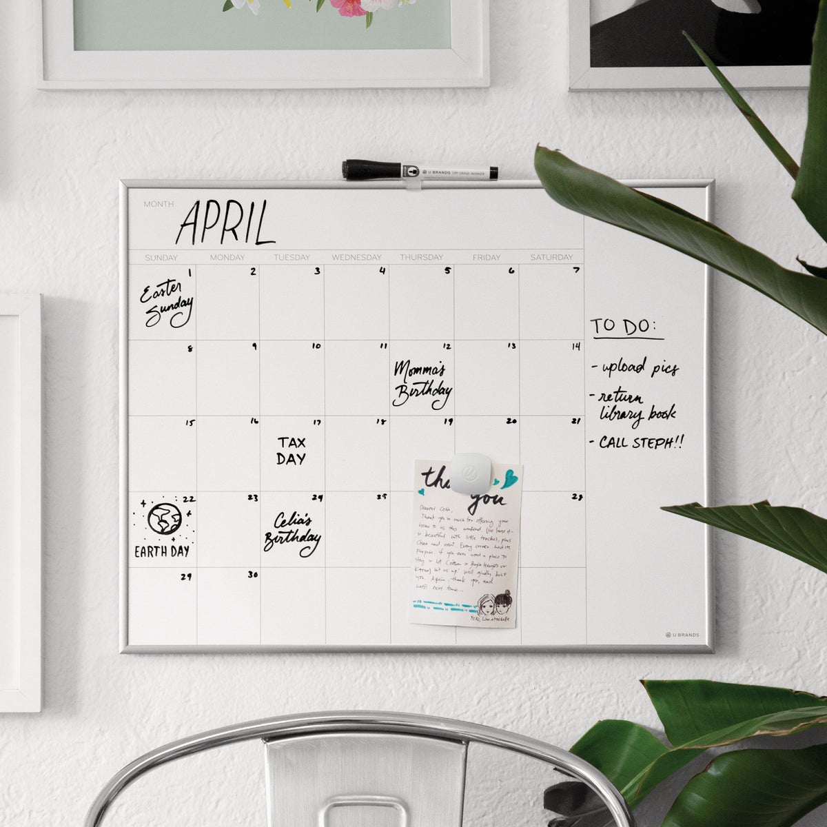 U Brands 16 In. x 20 In. Magnetic Calendar Dry-Erase Board Image 2
