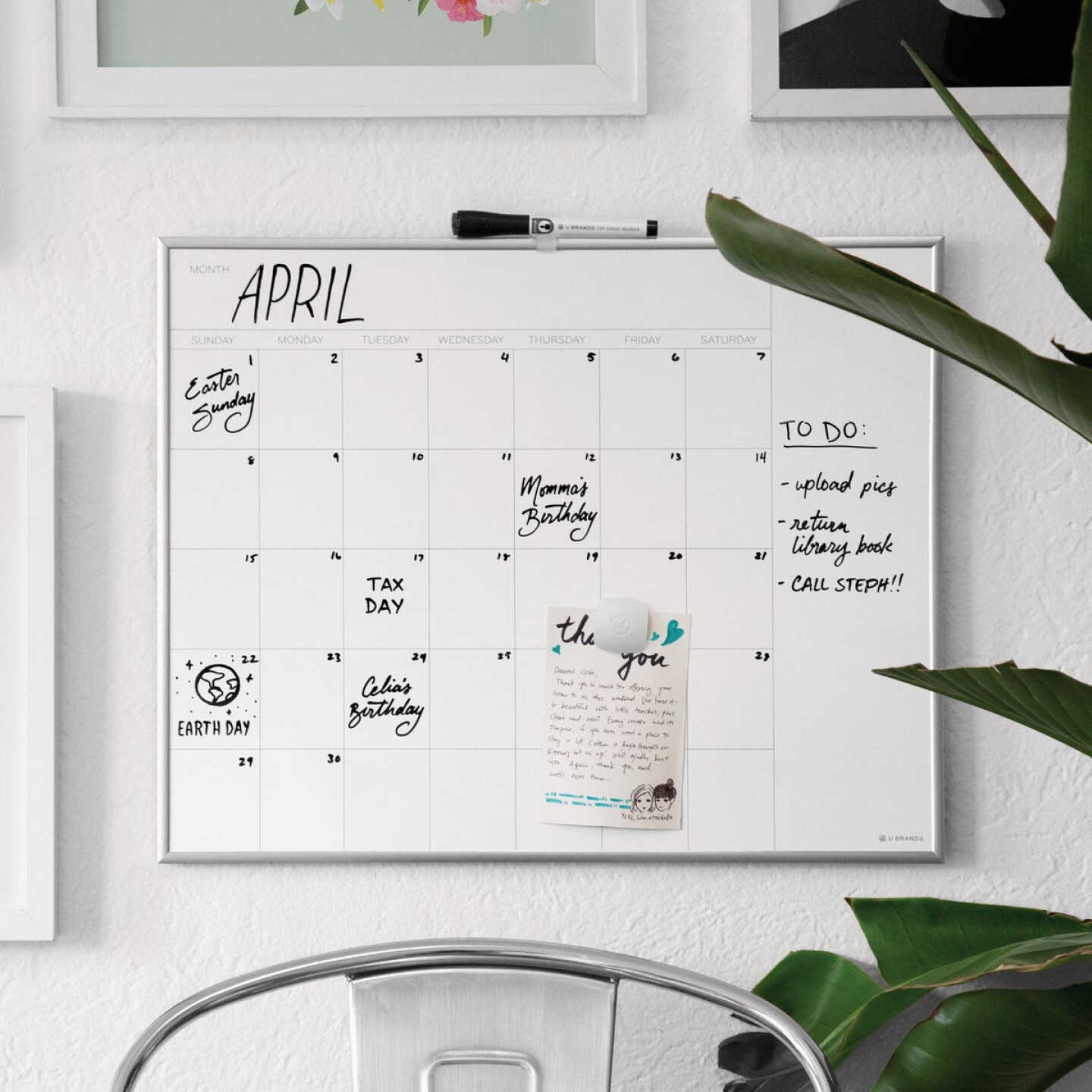 U Brands 16 In. x 20 In. Magnetic Calendar Dry-Erase Board Image 2