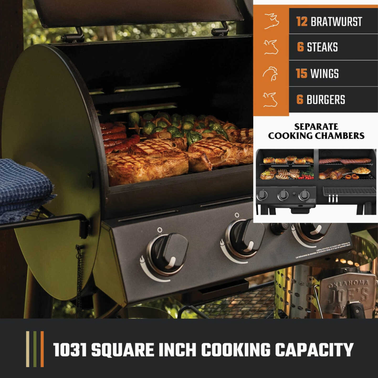 Oklahoma Joe's Canyon Combo Charcoal/Gas Smoker & Grill Image 3