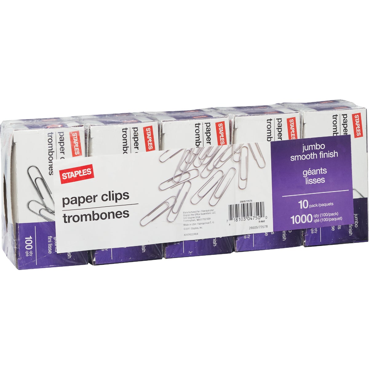 Staples Jumbo Smooth Paper Clips (1000-Pack) Image 2