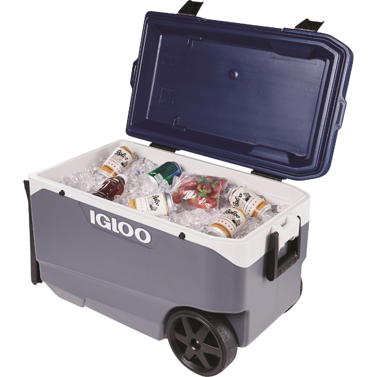 Igloo MaxCold Latitude 90 Qt. 2-Wheeled Cooler, Ash Gray & Aegean Sea Image 4