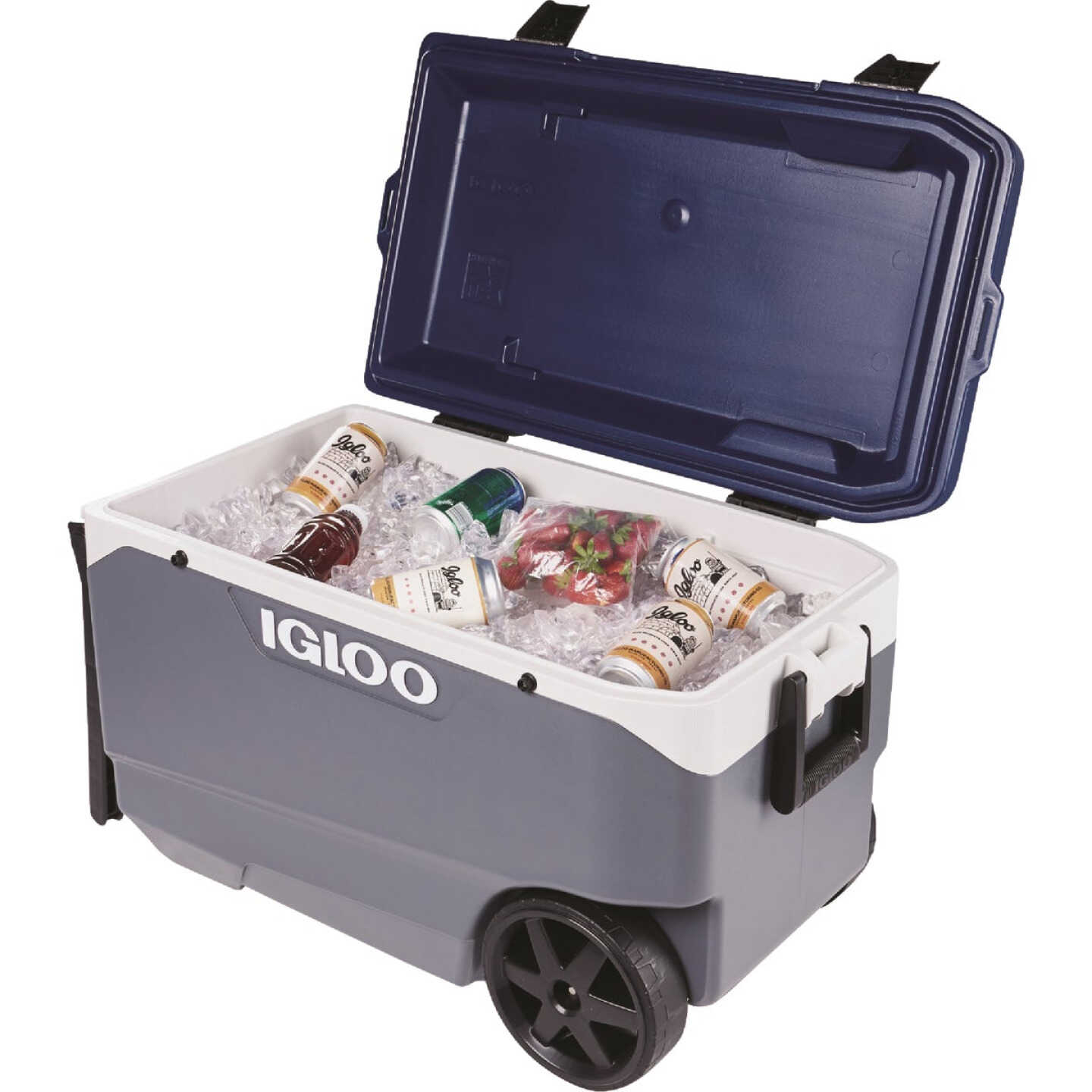 Igloo MaxCold Latitude 90 Qt. 2-Wheeled Cooler, Ash Gray & Aegean Sea Image 4