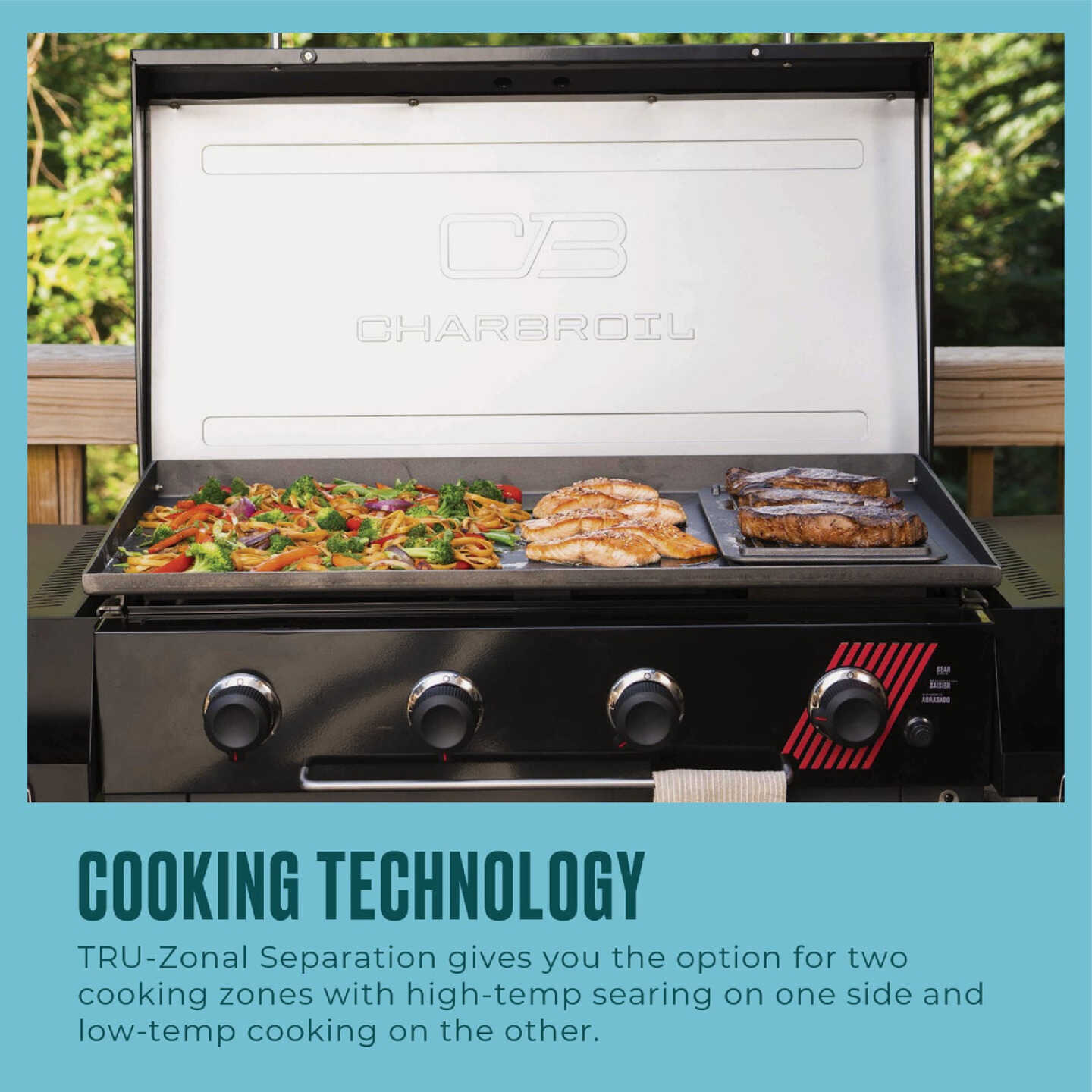 Char-Broil 36 In. Performance Series Deluxe Propane Gas Griddle with Cart 4 Burner Flat Top Grill, Black Image 5