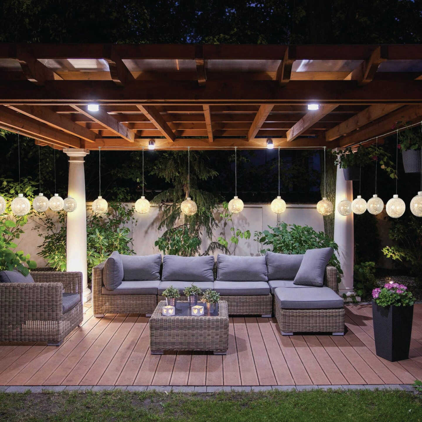 Holiday Bright Lights Belle Luci 7.8 In. Warm White Hanging Globe Set (3-Piece) Image 1