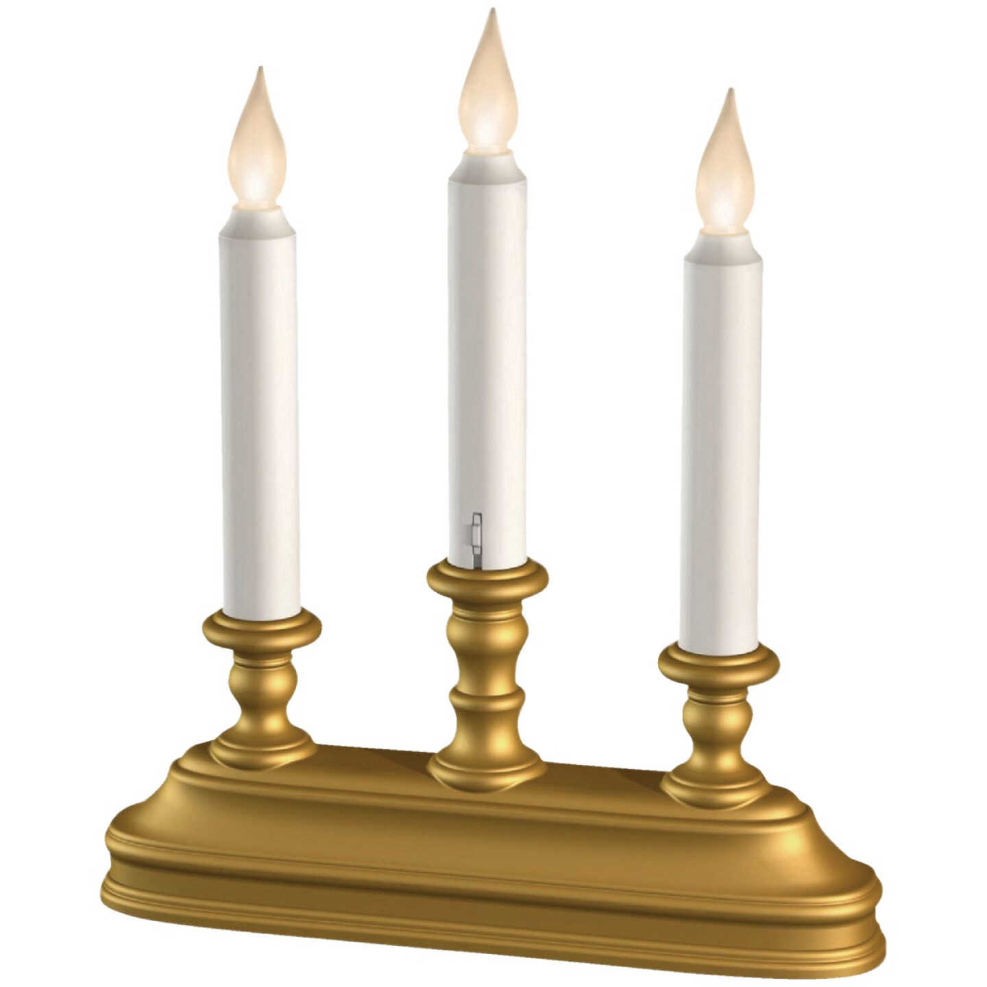Xodus 9 In. W. x 10.25 In. H. x 2 In. D Antique Brass LED Candelabra Battery Operated Candle Image 1