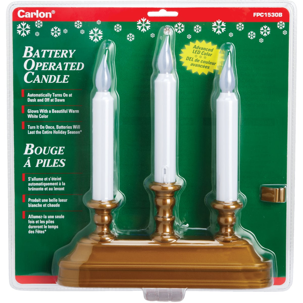 Xodus 9 In. W. x 10.25 In. H. x 2 In. D  Antique Brass LED Candelabra Battery Operated Candle Image 2