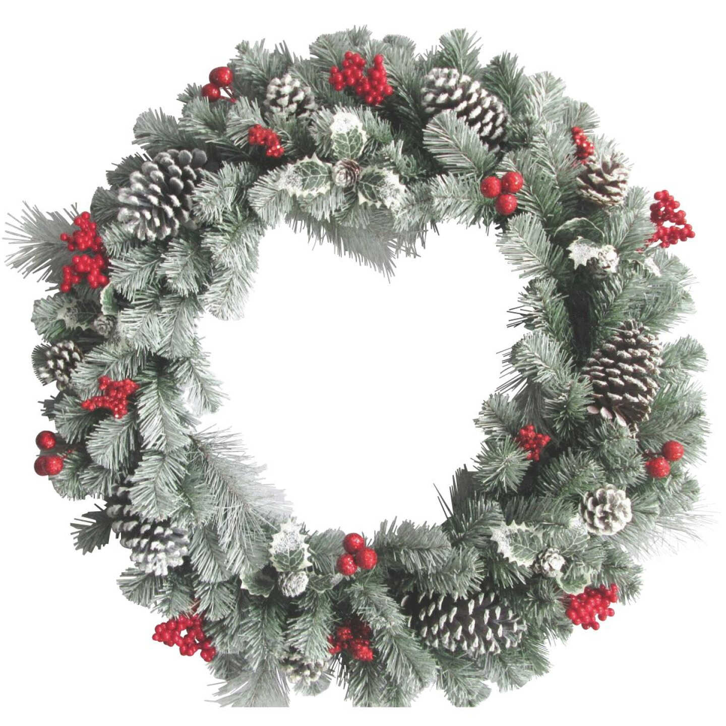 30" SNOWY PINE WREATH Image 1