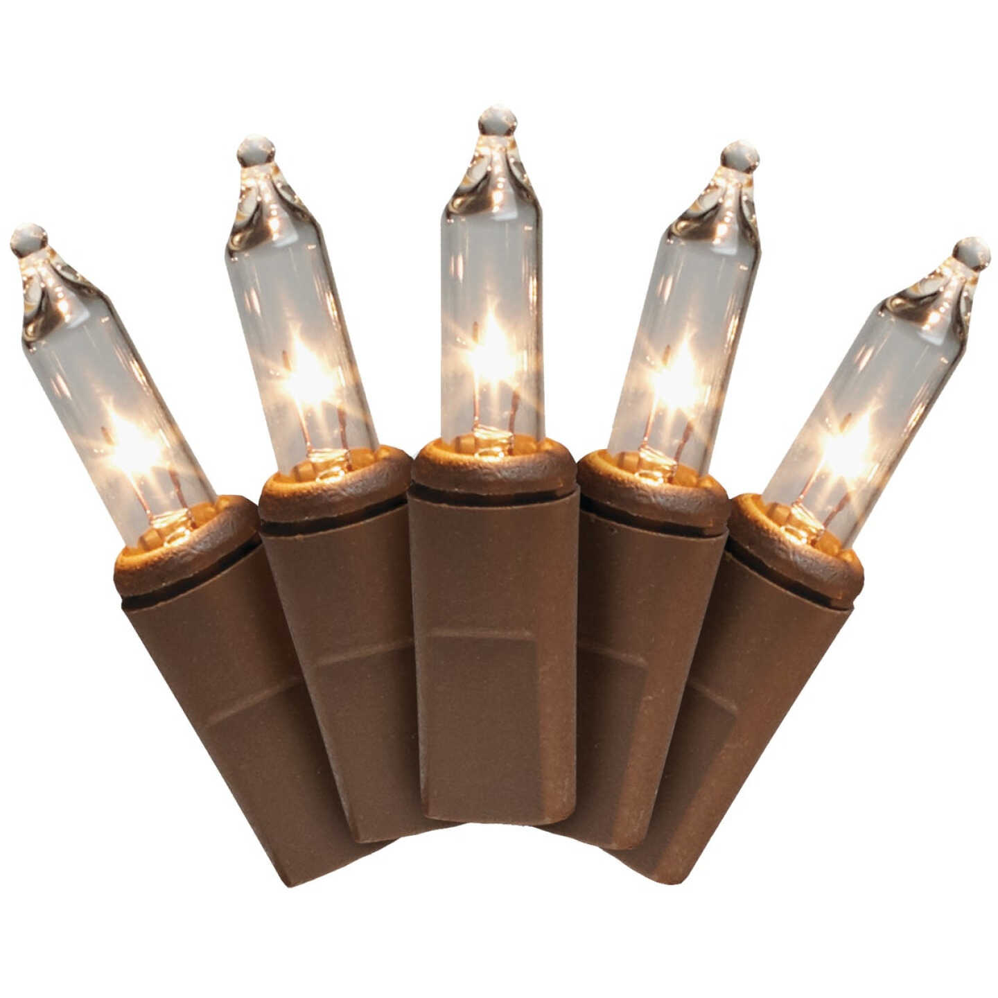 Home Impressions Clear 50-Bulb Mini Incandescent Light Set with Brown Wire Image 1