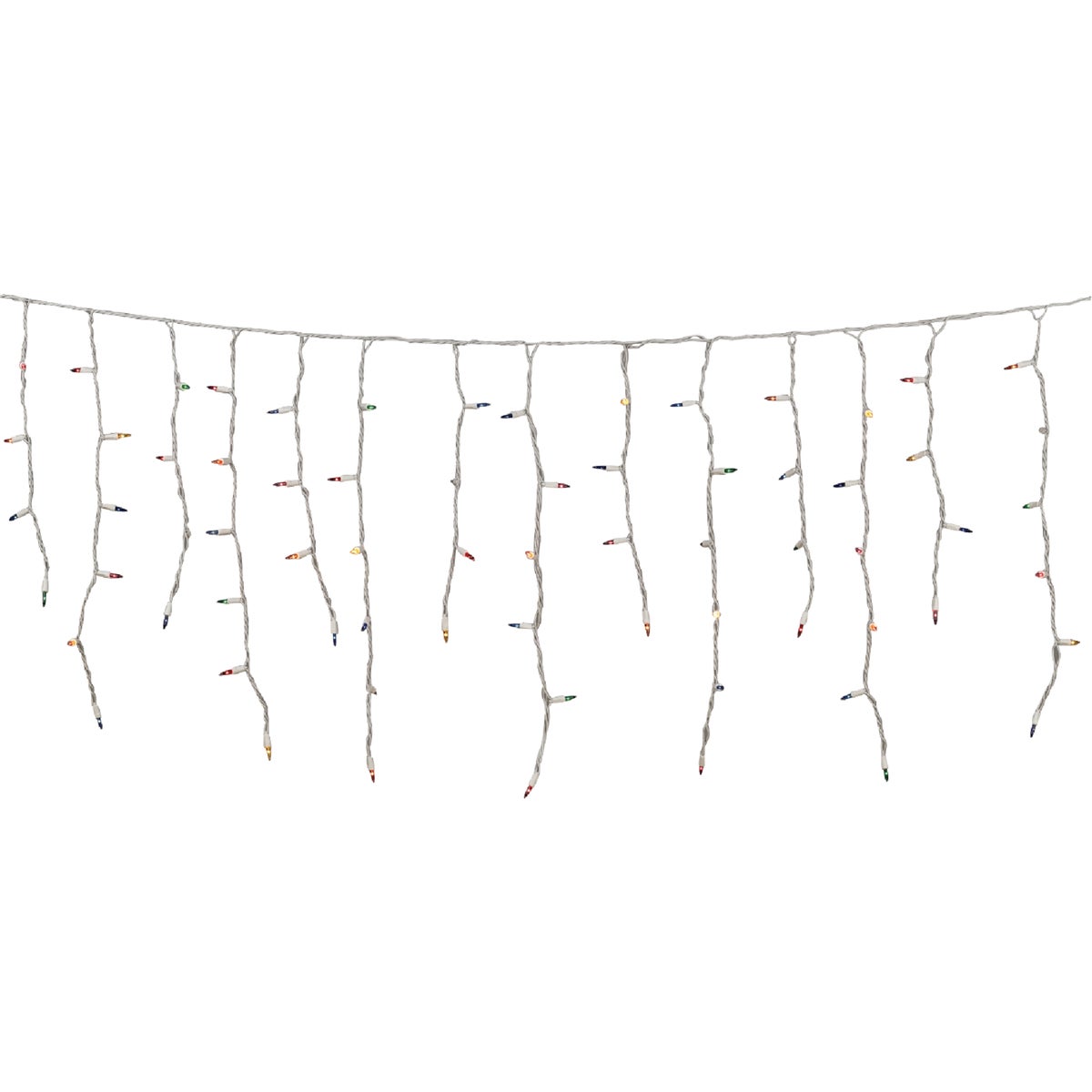 J Hofert Multi 100-Bulb Mini Incandescent Icicle Light Set with White Wire Image 1