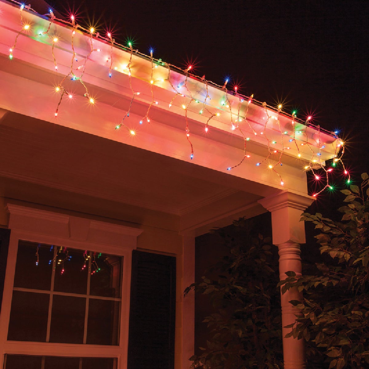 J Hofert Multi 100-Bulb Mini Incandescent Icicle Light Set with White Wire Image 2