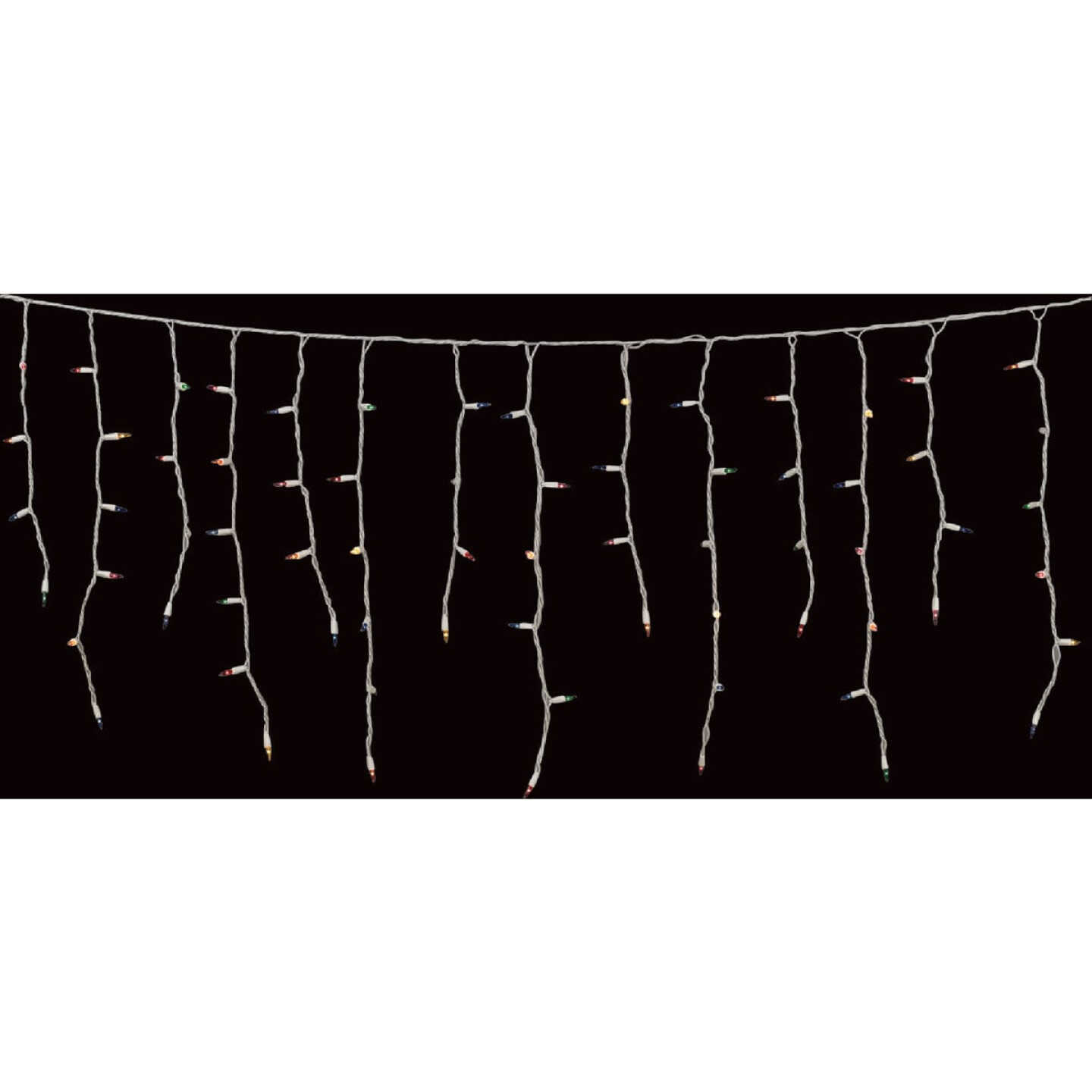 J Hofert Multi 100-Bulb Mini Incandescent Icicle Light Set with White Wire Image 4