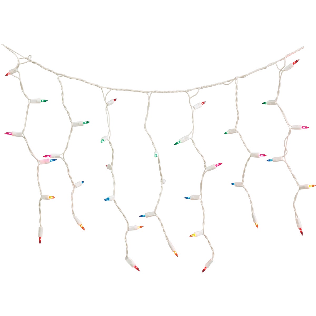 J Hofert Multi 100-Bulb Mini Incandescent Icicle Light Set with White Wire Image 5