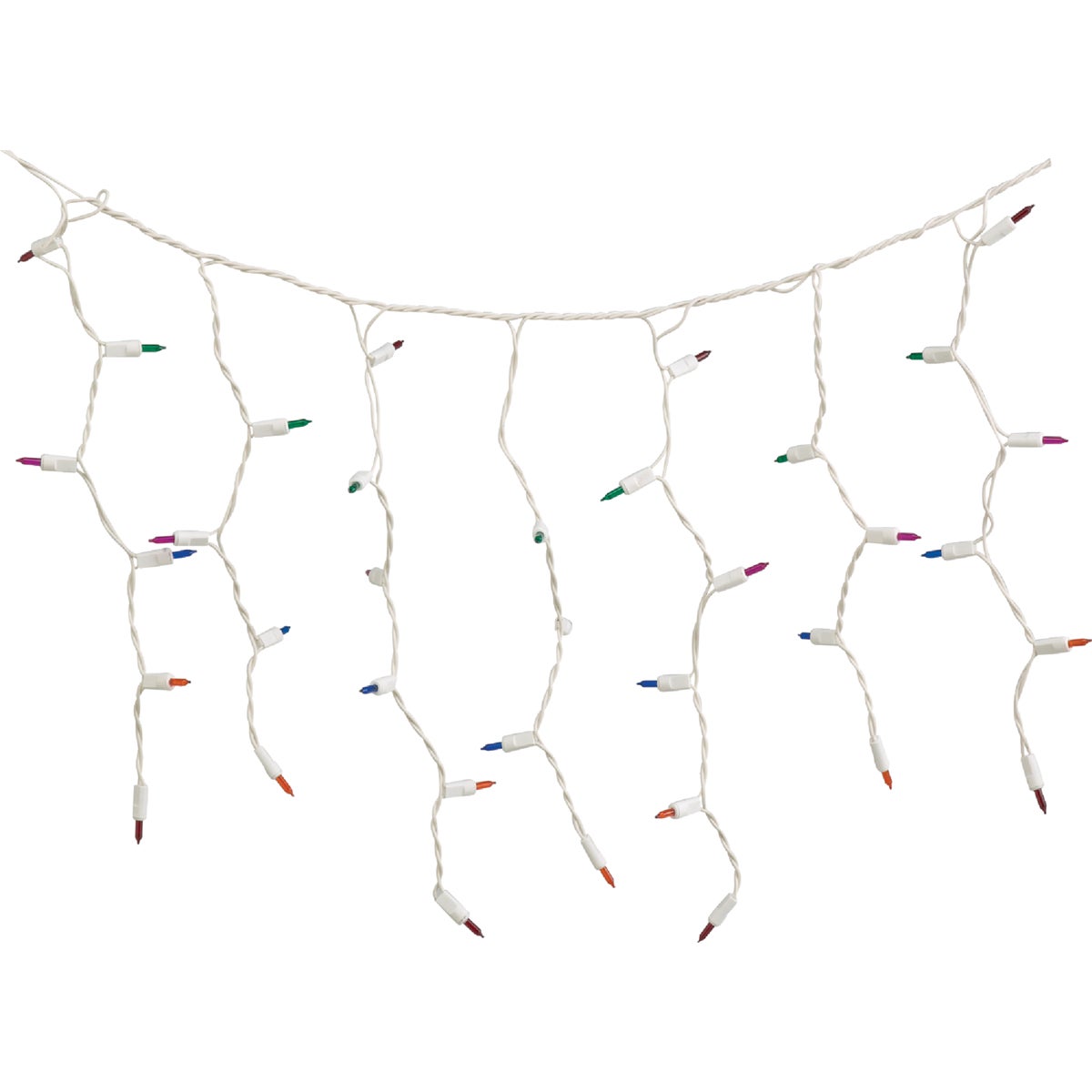 J Hofert Multi 100-Bulb Mini Incandescent Icicle Light Set with White Wire Image 6