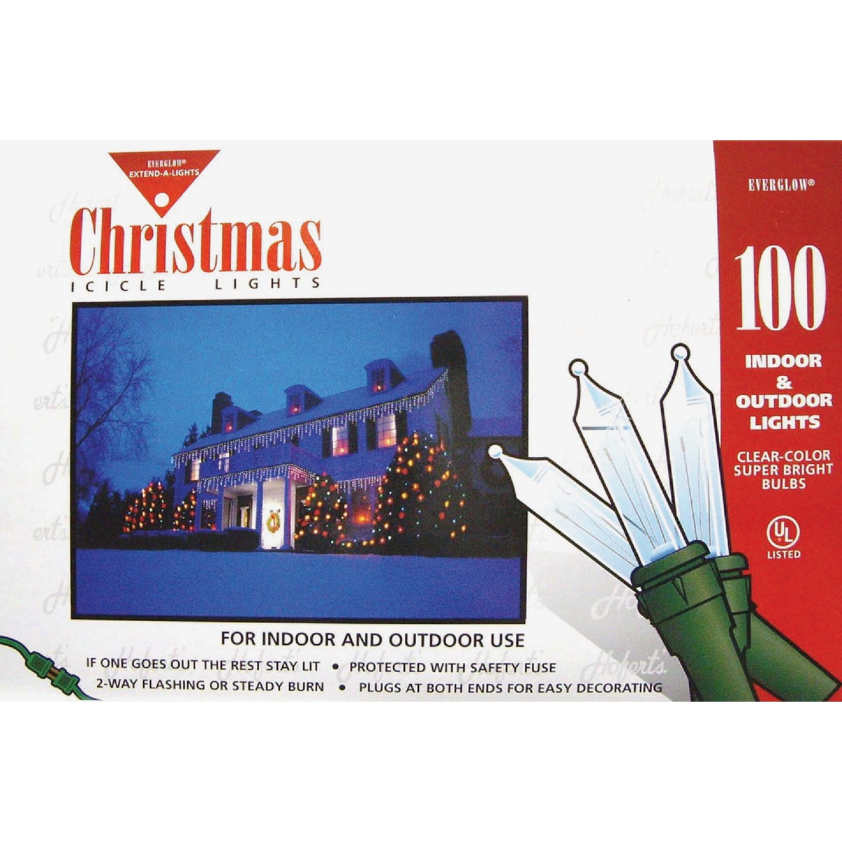 J Hofert Clear 100-Bulb Mini Incandescent Icicle Light Set Image 1