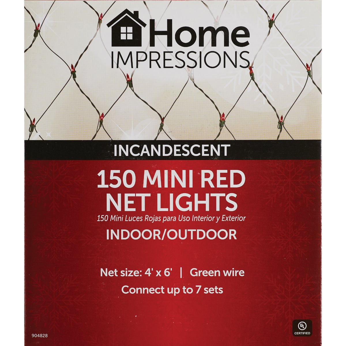 Home Impressions Red 150-Bulb Mini Incandescent 4 Ft. x 6 Ft. Heavy-Duty Net Light Set Image 2