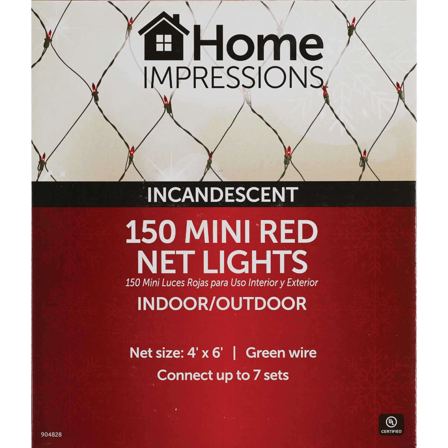 Home Impressions Red 150-Bulb Mini Incandescent 4 Ft. x 6 Ft. Heavy-Duty Net Light Set Image 2