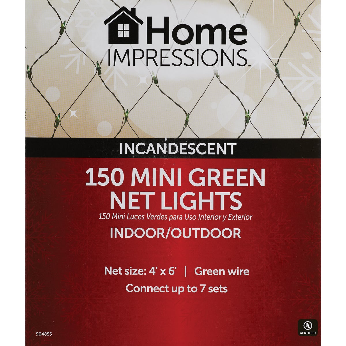 Home Impressions Green 150-Bulb Mini Incandescent 4 Ft. x 6 Ft. Heavy-Duty Net Light Set Image 2