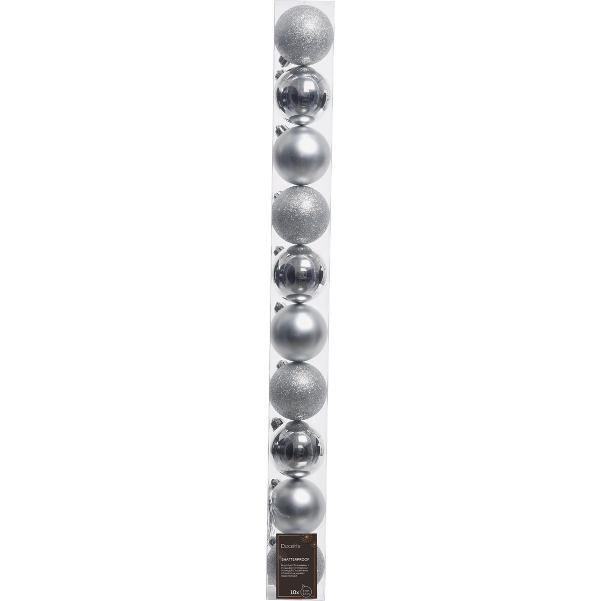 Holiday Wonderland 2.4 In. Shatterproof Silver Bauble Christmas Ornament (10-Pack)