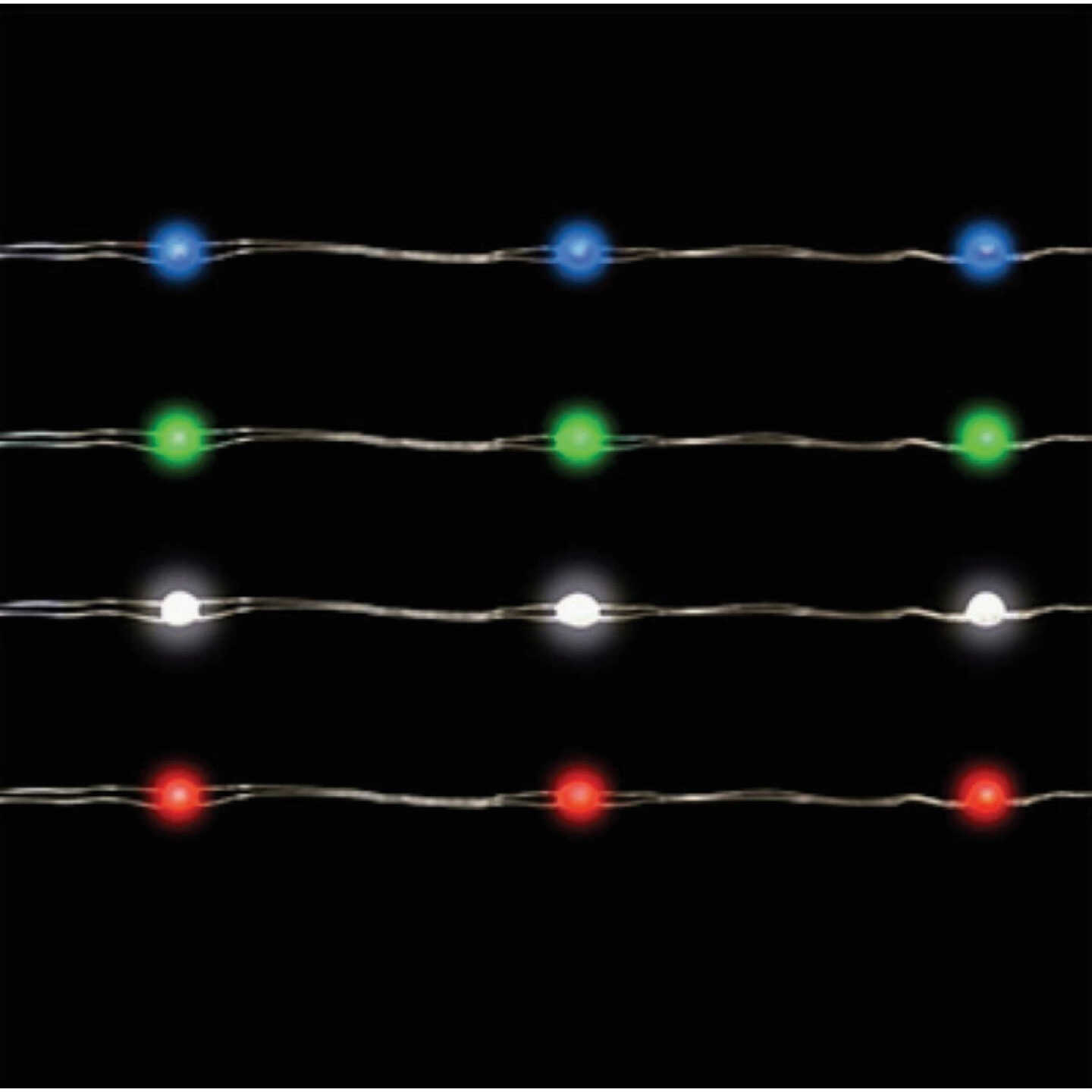 Holiday Bright Lights 100-Bulb Warm White & Multi Micro LED Battery Operated Light Set with Silver Wire Image 2