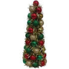 Youngcraft 17 In. Red, Green, & Gold Shatterproof Cone Specialty Tree Image 1