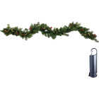 Holiday Bright Lights 9 Ft. Warm White/Multi Rechargeable LED Mixed Pine Garland with Power Bank Image 1