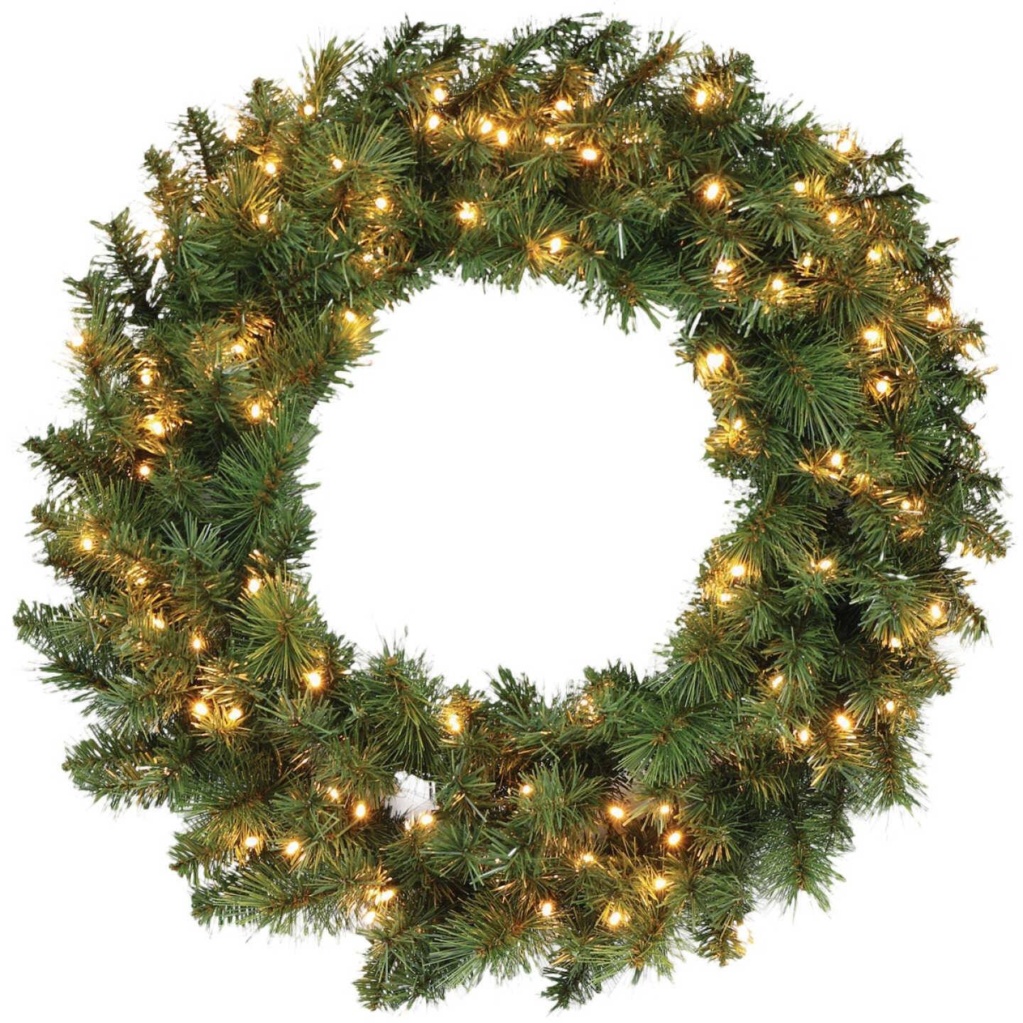 Holiday Wonderland 30 In. 100-Bulb Warm White LED PVC Mixed Needle Wreath Image 1